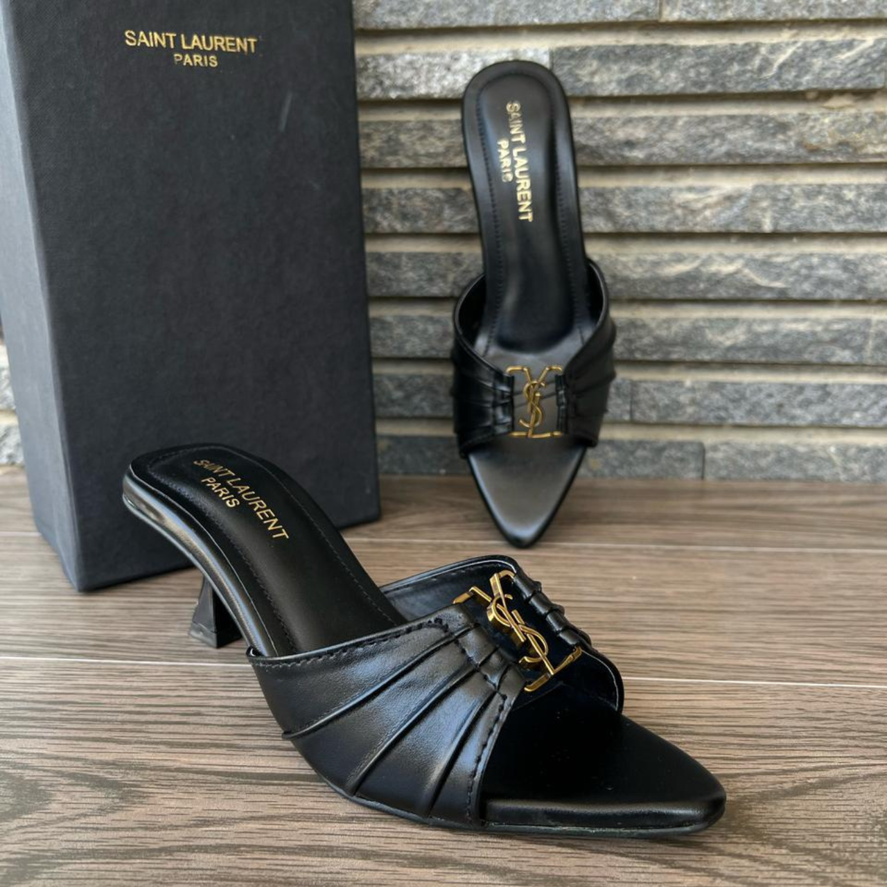 Saint Laurent Tribute Wedge Mule Sandals