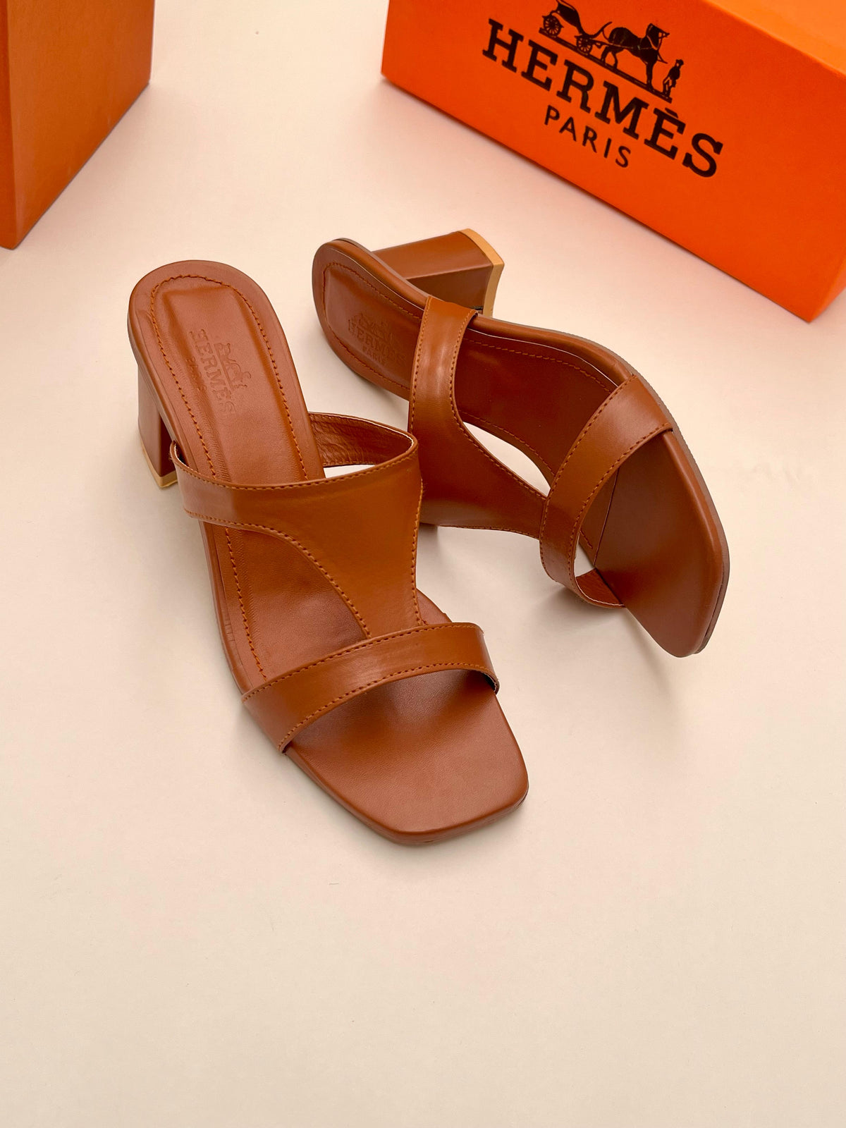 Hermes block heels